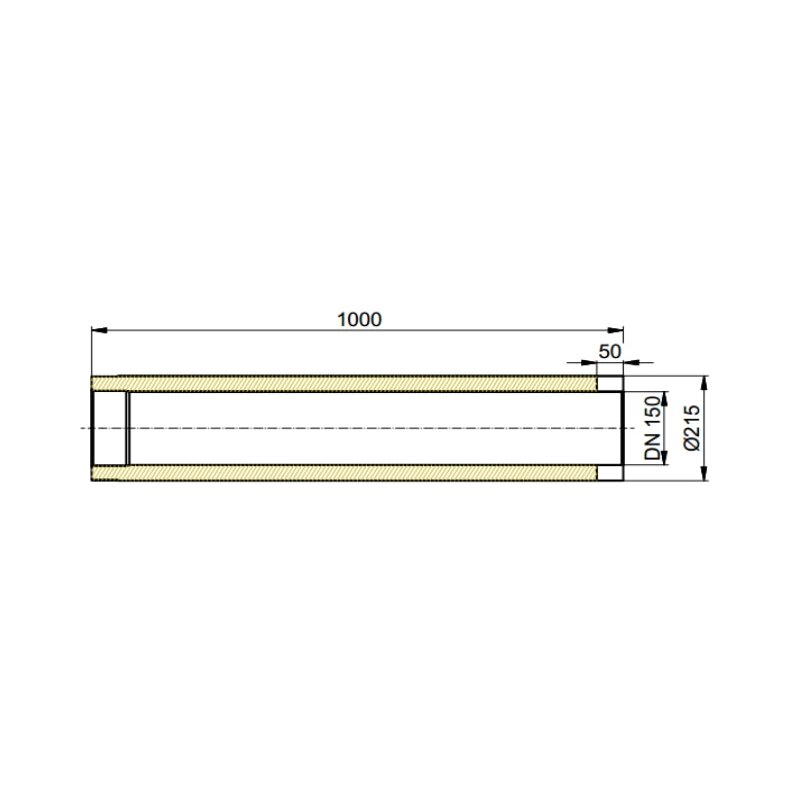Doppelwandiges Rauchrohr Ø150 x 1000 x 2 mm, Farbe schwarz