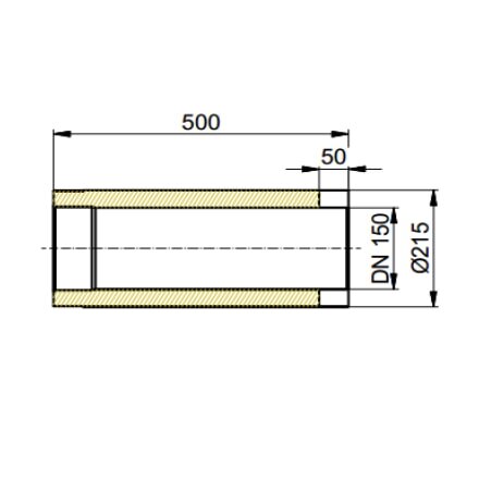 Doppelwandiges Rauchrohr Ø150 x 500 x 2 mm, Farbe schwarz