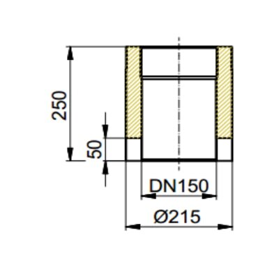 Doppelwandiges Rauchrohr Ø150 x 250 x 2 mm, Farbe schwarz