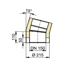 Doppelwandiger Rauchrohrbogen Ø150 x 15°  x 2...