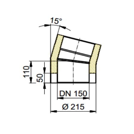 Doppelwandiger Rauchrohrbogen Ø150 x 15°  x 2 mm, Farbe schwarz