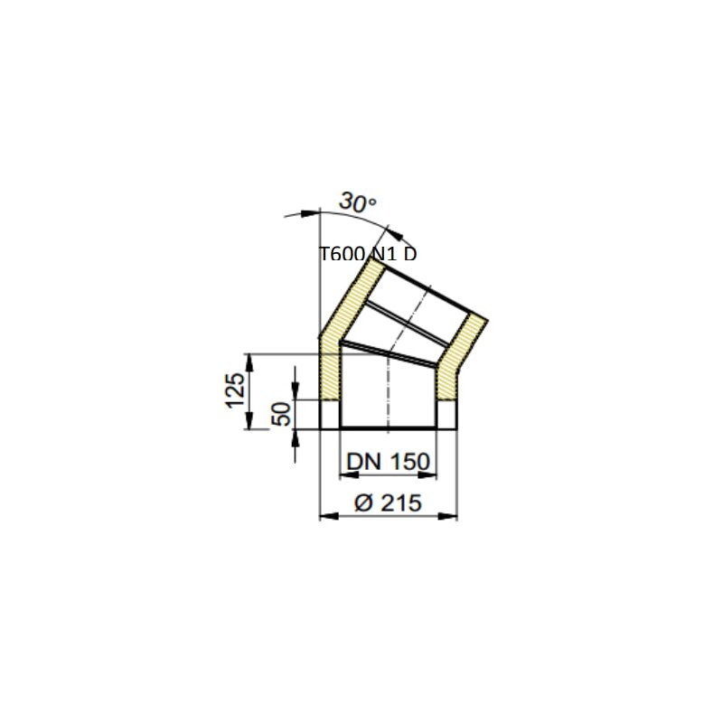 Doppelwandiger Rauchrohrbogen Ø150 x 30°  x 2 mm, Farbe schwarz