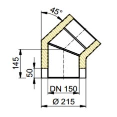 Doppelwandiger Rauchrohrbogen Ø150 x 45° x 2...