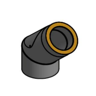 Doppelwandiger Rauchrohrbogen mit Reinigungsöffnung Ø150 x 45° x 2 mm, Farbe schwarz