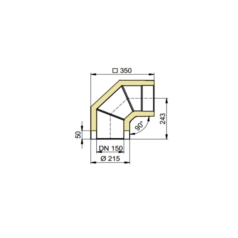 Doppelwandiger Rauchrohrbogen Ø150 x 90° x 2 mm, Farbe schwarz