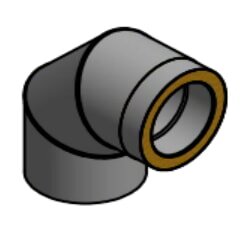 Doppelwandiger Rauchrohrbogen Ø150 x 90° x 2 mm, Farbe schwarz