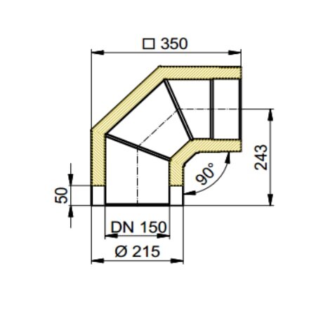 Doppelwandiger Rauchrohrbogen Ø150 x 90° x 2 mm, Farbe schwarz