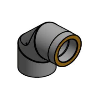 Doppelwandiger Rauchrohrbogen mit Reinigungsöffnung Ø150 x 90° x 2 mm, Farbe schwarz