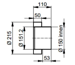 Übergangsstück vom doppelwandigen zum einwandigen System Ø150 x, Farbe schwarz