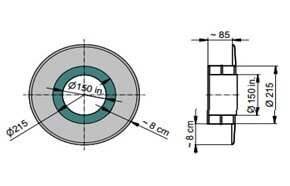 Doppelwandfutter mit Rosette für doppelwandiges Rohr Ø150 x, Farbe schwarz