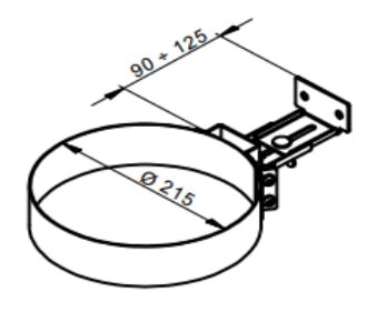 Verstellbare Wandhalterung 90-125mm - Ø150, Farbe schwarz