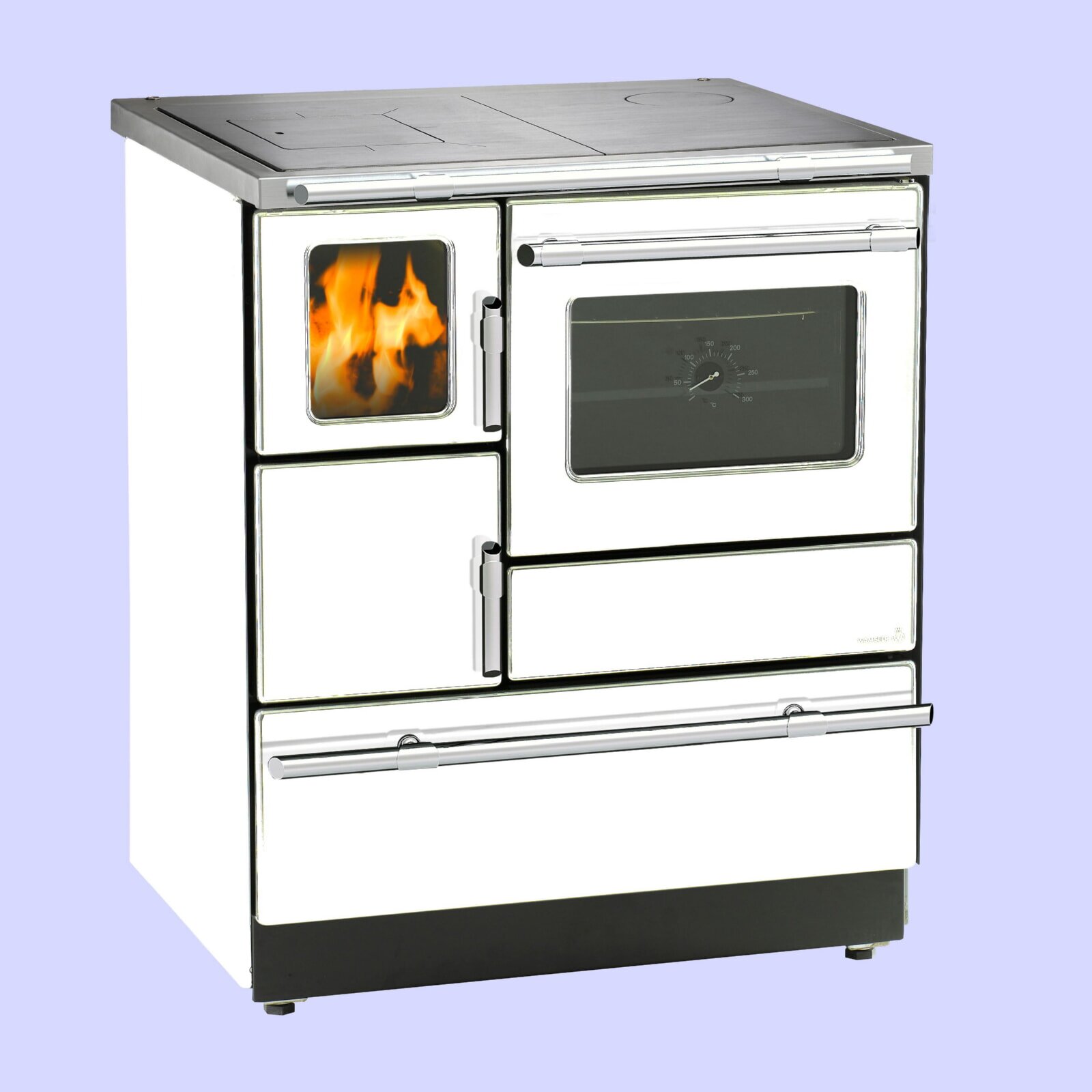 Wamsler Küchenherd K 128 F - Anschluss rechts, Glaskeramik mit Obenanschluss - 7 kW - Weiß