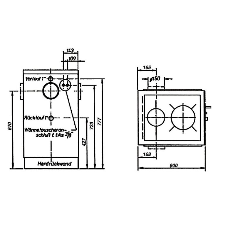 Wamsler Zentralheizungsherd wassergeführt K 158 CL - 22 kW