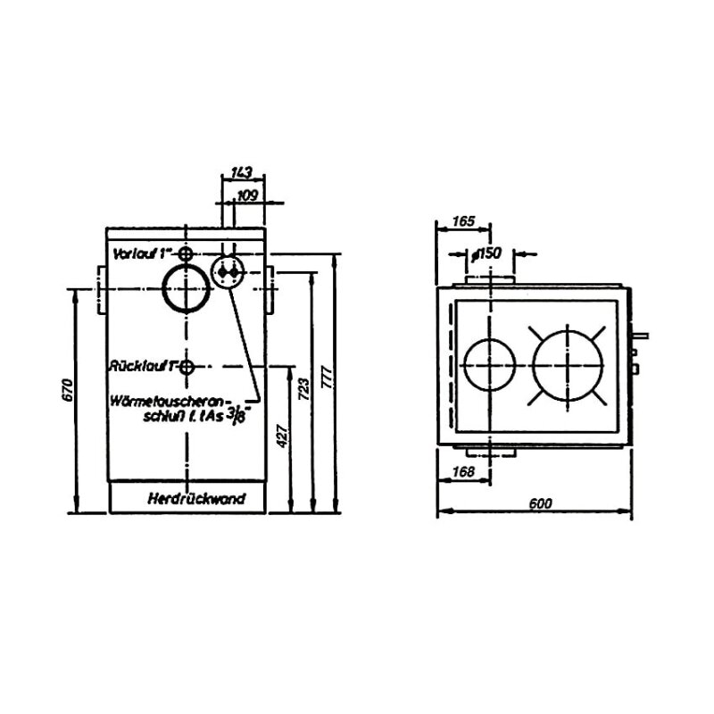 Wamsler Zentralheizungsherd wassergeführt K 158 F - 22 kW