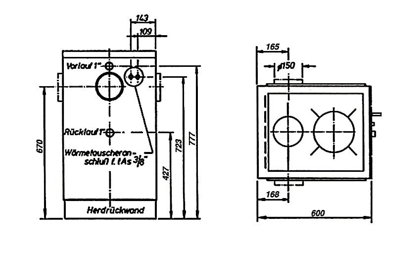 Wamsler Zentralheizungsherd wassergeführt K 158 F - 22 kW