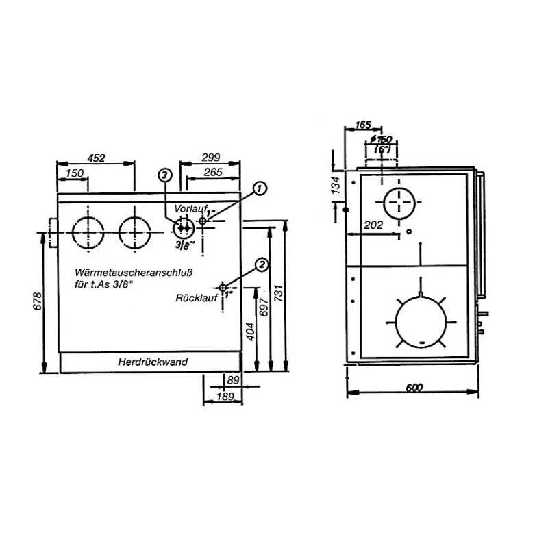 Wamsler Zentralheizungsherd wassergeführt - K 148 F - 23 kW