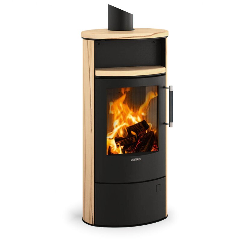 Kaminofen Justus Island 5 2.0 - 5 kW - Stahl Schwarz - Verkleidung Sandstein