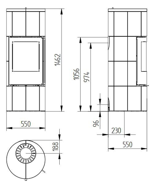 Kaminofen Jydepejsen Troja 44 - Speckstein - 8 kW