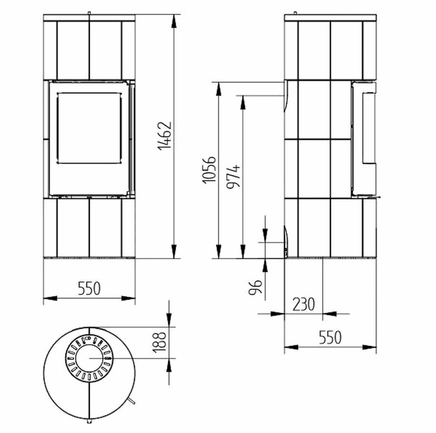 Kaminofen Jydepejsen Troja 44 - dunkler Sandstein - 7 kW