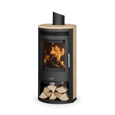 Kaminofen Justus Baltrum D 2.0 - 5 kW - Stahl Schwarz - Verkleidung Sandstein