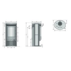Kaminofen Justus Baltrum D 2.0 - 5 kW - Stahl Schwarz - Verkleidung Sandstein