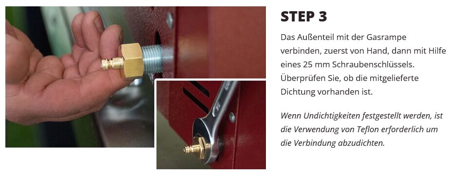 Alfa Forni - Quick Gasanschluss-Set 50 mBar 3kg/h für 4 Pizze, 5 Pizze