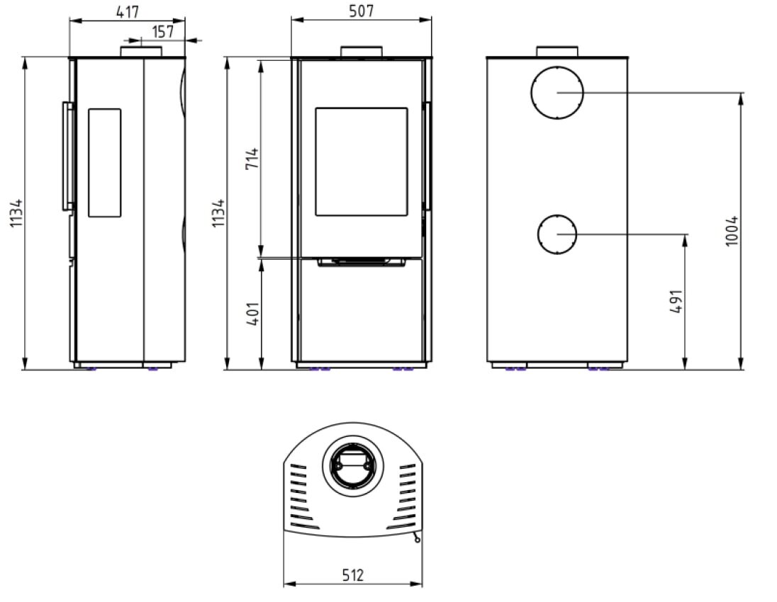 Kaminofen Wamsler Pylon 3G - 6,2 kW - Schwarz