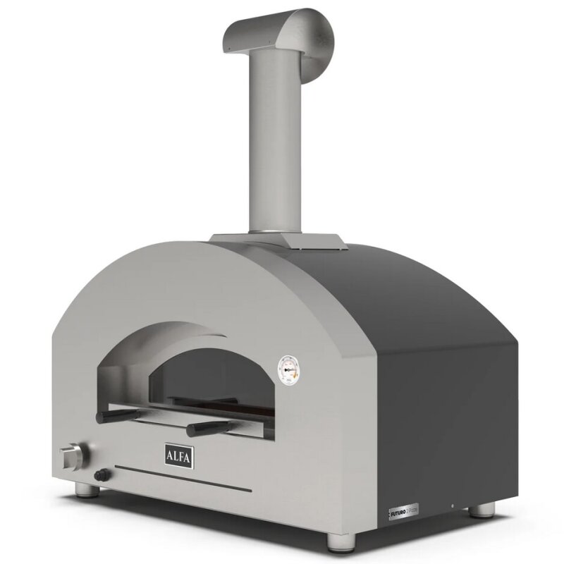 Gas/ Hybrid- Pizzaofen Alfa Forni Futuro - 2 Pizze - Silberschwarz