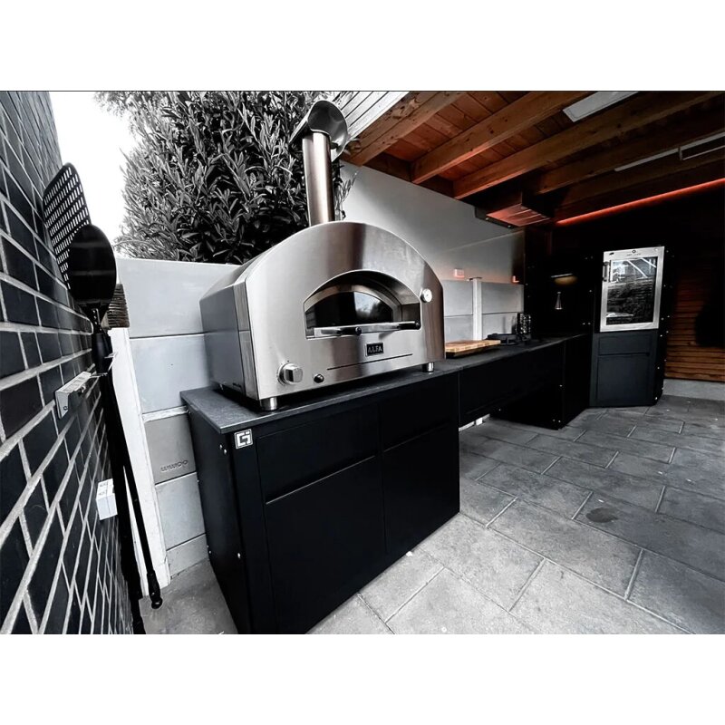 Gas/ Hybrid- Pizzaofen Alfa Forni Futuro - 2 Pizze - Silberschwarz