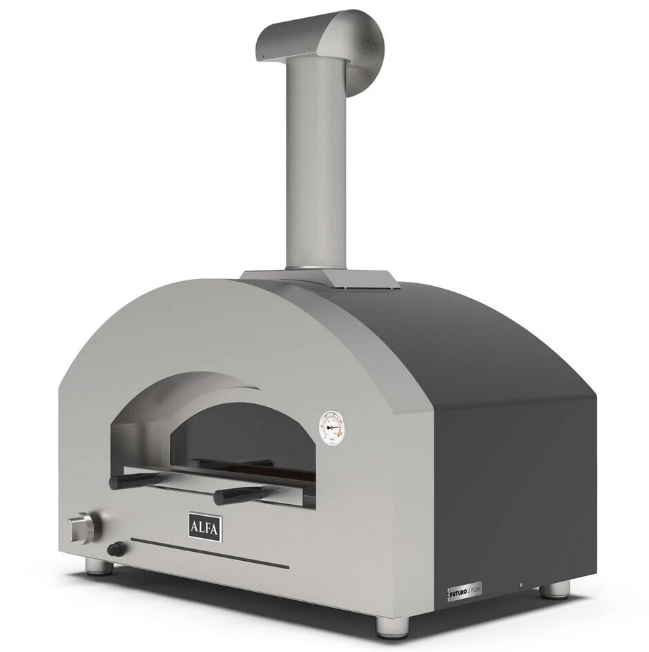 Gas/ Hybrid- Pizzaofen Alfa Forni Futuro - 2 Pizze - Silberschwarz