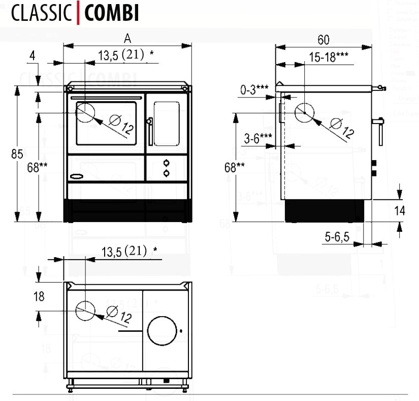 Küchenherd Lohberger Varioline - LC 80 Classic mit Sichtfenster - schwarz - 7 kW - LAGERGERÄT