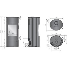 Kaminofen wassergeführt Oranier Polar Neo Aqua - 10 kW - Stahl Schwarz - Verkleidung Stahl Schwarz
