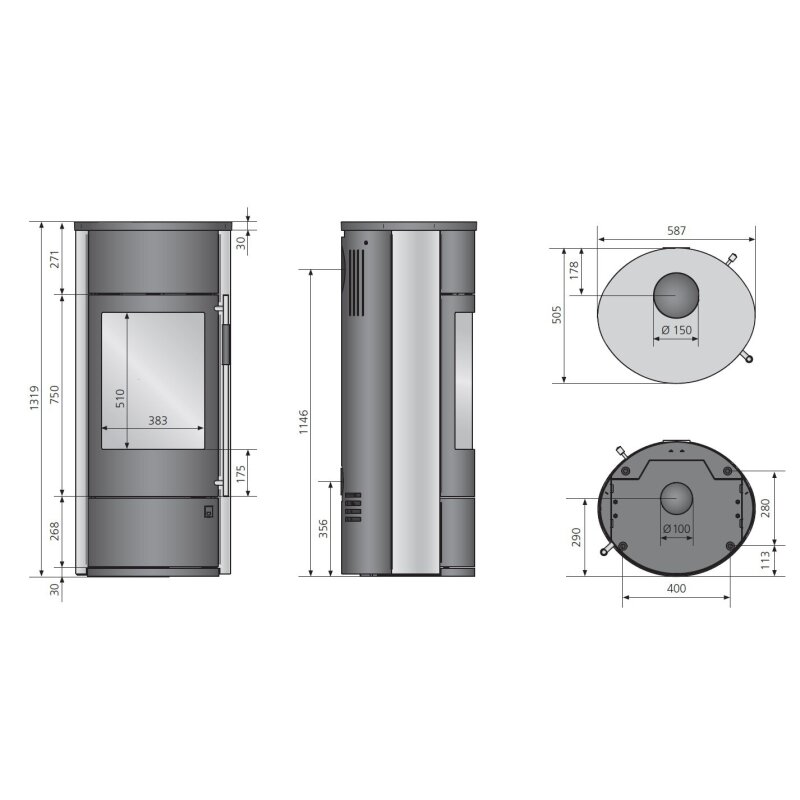 Kaminofen Oranier Polar Neo W+ (Wärmespeicherung) - 8 kW
