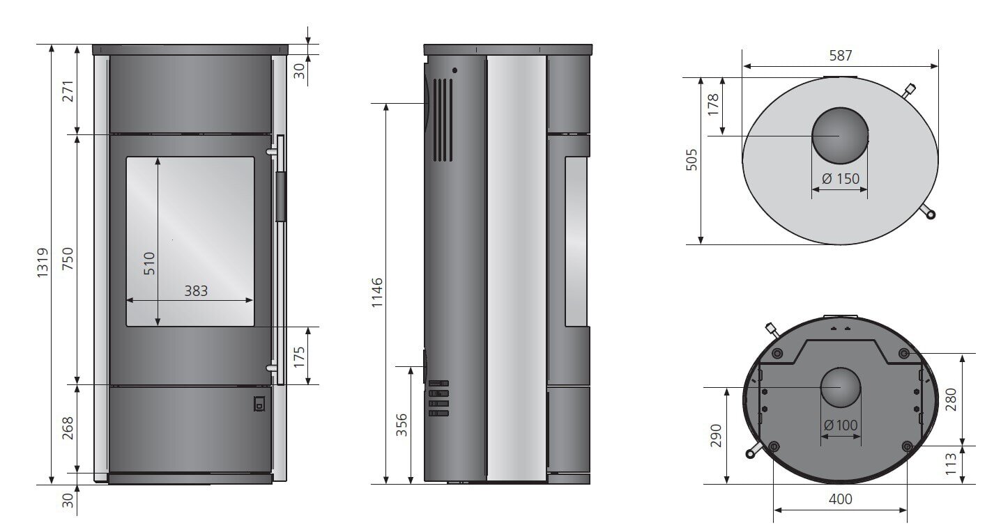 Kaminofen Oranier Polar Neo W+ (Wärmespeicherung) - 8 kW