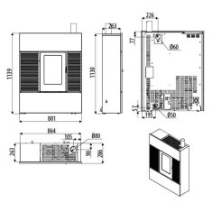 Pelletofen MCZ RAY Comfort Air 8 UP M2 (Anschluss oben) kanalisierbar - 7,8 KW