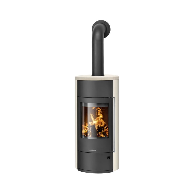 Kaminofen Oranier Polar Neo Vantage W+ - 6,5 kW - Stahl Schwarz - Verkleidung Stahl Kalkstein Cream
