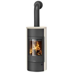 Kaminofen Oranier Polar Neo Vantage W+ - 6,5 kW - Stahl Schwarz - Verkleidung Stahl Kalkstein Cream