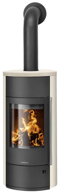 Kaminofen Oranier Polar Neo Vantage W+ - 6,5 kW - Stahl Schwarz - Verkleidung Stahl Kalkstein Cream