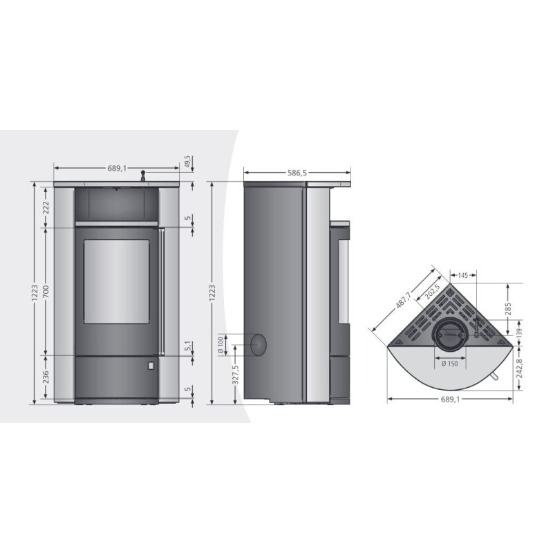Kaminofen Oranier Polar Neo Eck Wandbündig - 6,5 kW