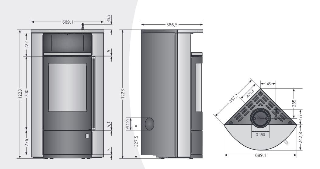 Kaminofen Oranier Polar Neo Eck Wandbündig - 6,5 kW