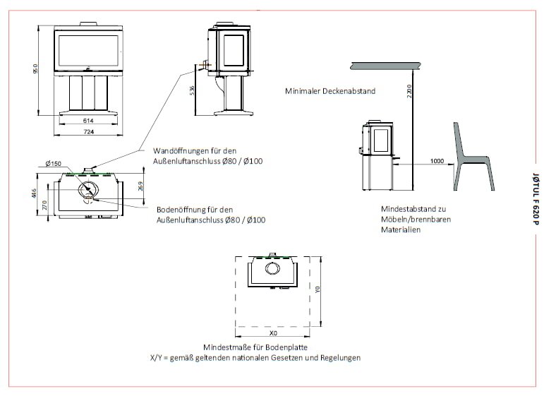 Kaminofen Gussofen Jotul F 620 P (Sockel) - 8,7 kW