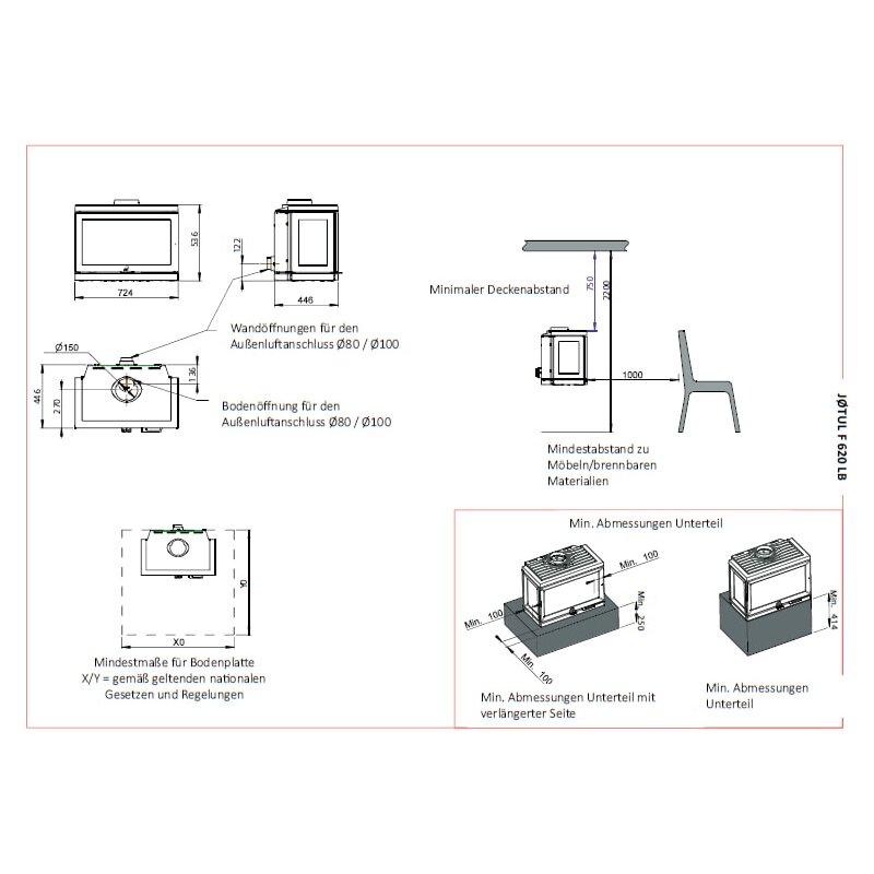 Kaminofen Gussofen Jotul F 620 LB (Low Base) - 8,7 kW