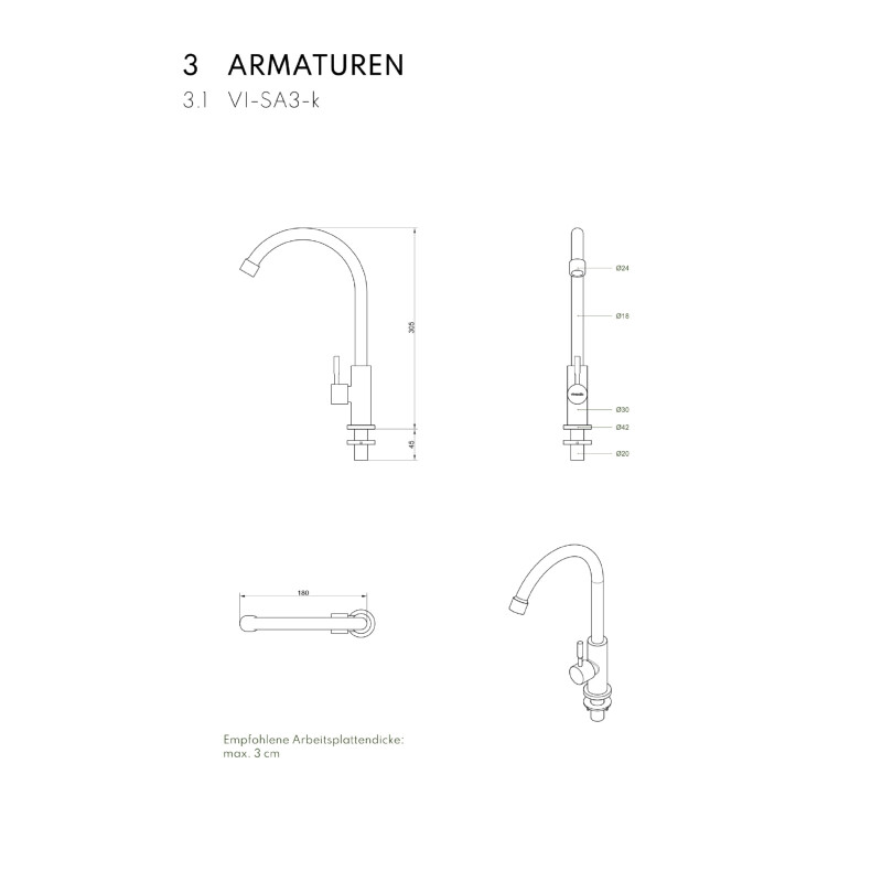 Vivandio quub Cocktailstation mit Kühlschrank und Spüle, Silber
