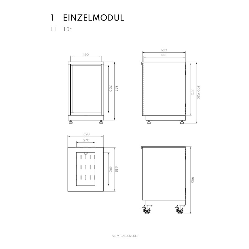 Vivandio quub Cocktailstation mit Kühlschrank und Spüle, Silber