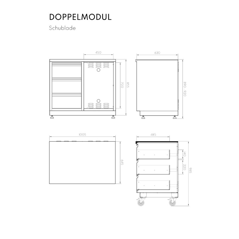 Vivandio quub Cocktailstation mit Kühlschrank und Spüle, Silber