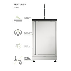 Vivandio quub Cocktailstation mit K&uuml;hlschrank und Sp&uuml;le, Silber