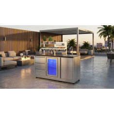 Vivandio quub Cocktailstation mit K&uuml;hlschrank und Sp&uuml;le, Silber