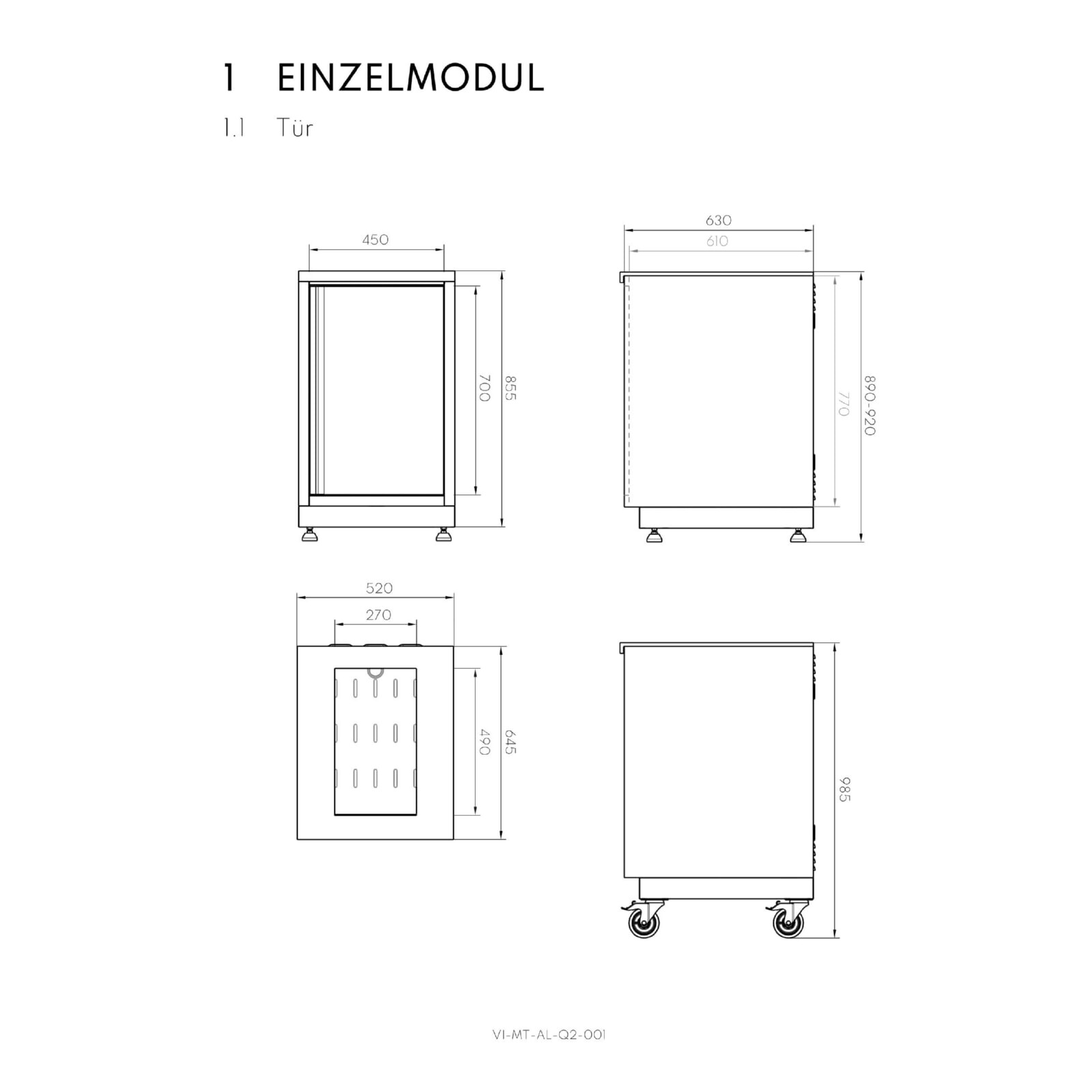 Vivandio quub Cocktailstation mit Kühlschrank und Spüle, Silber