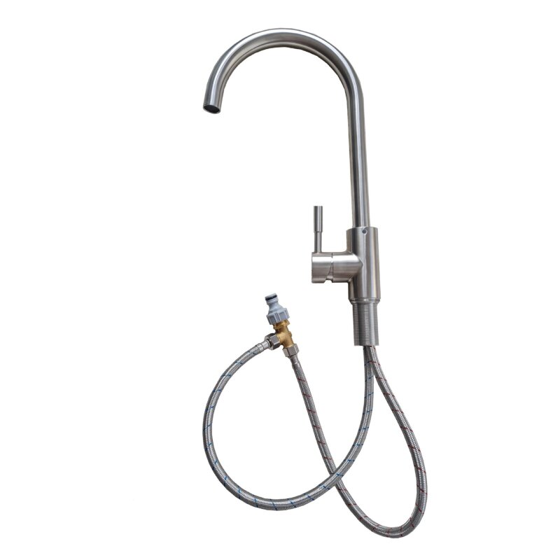 Vivandio Outdoor Spüle L mit Kalt- und Warmwasserarmatur (483 x 210 x 450 mm)