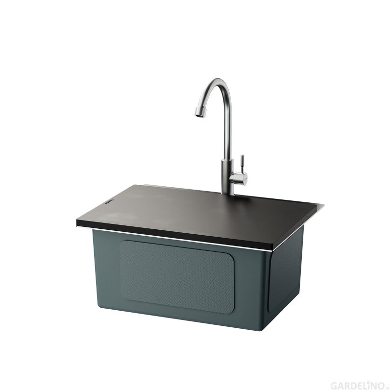 Vivandio Outdoor Spüle L mit Kalt- und Warmwasserarmatur (483 x 210 x 450 mm)